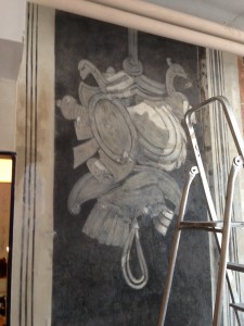 particolare di affresco in ricomposizione